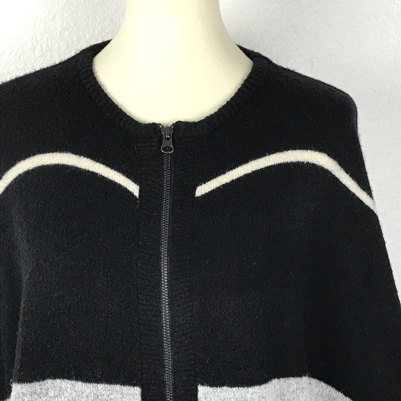 Caslon Stripe Zip Front Poncho Sweater SW114 - Picture 3 of 8